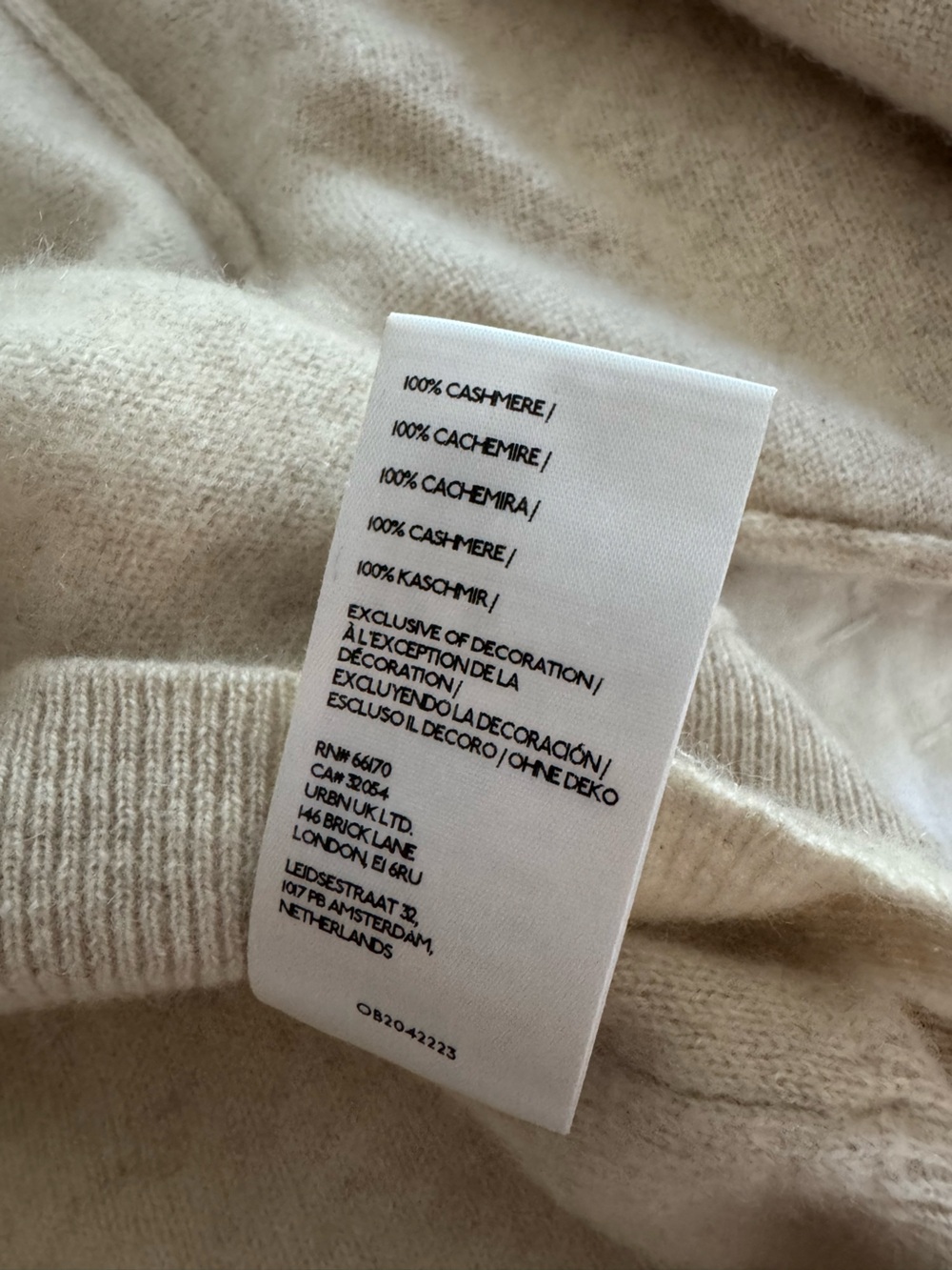 Free People Porta Cashmere Henley Sweater | Pearl - Picture 5 of 5